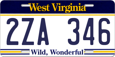 WV license plate 2ZA346