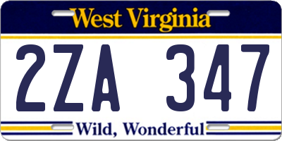 WV license plate 2ZA347