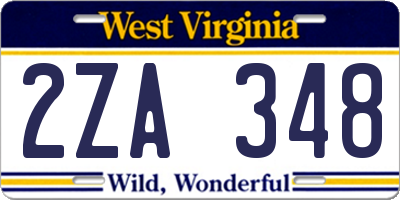 WV license plate 2ZA348