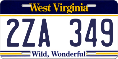 WV license plate 2ZA349
