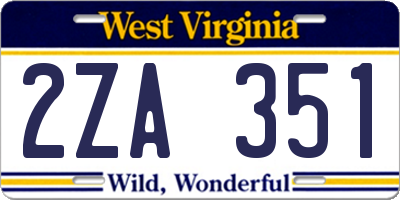 WV license plate 2ZA351
