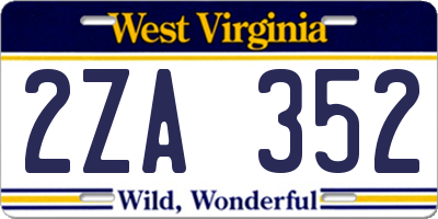 WV license plate 2ZA352