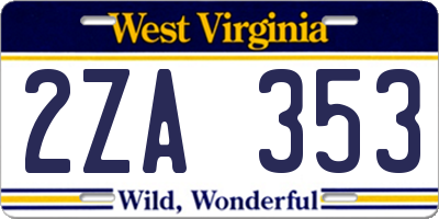 WV license plate 2ZA353