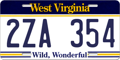 WV license plate 2ZA354