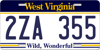 WV license plate 2ZA355