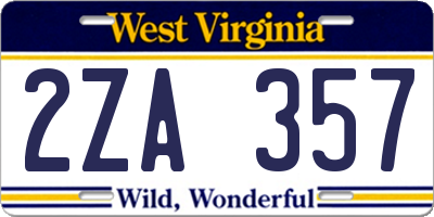 WV license plate 2ZA357