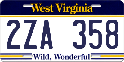 WV license plate 2ZA358