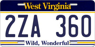 WV license plate 2ZA360