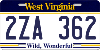 WV license plate 2ZA362