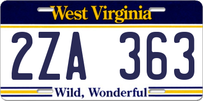 WV license plate 2ZA363