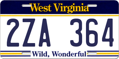 WV license plate 2ZA364