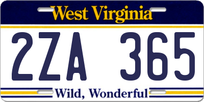 WV license plate 2ZA365