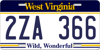 WV license plate 2ZA366