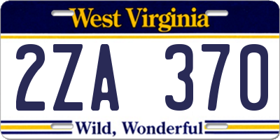 WV license plate 2ZA370