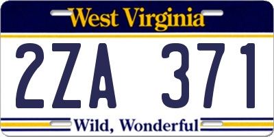 WV license plate 2ZA371