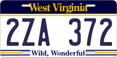 WV license plate 2ZA372