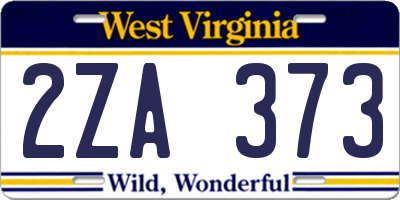 WV license plate 2ZA373