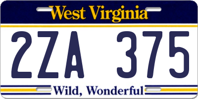 WV license plate 2ZA375