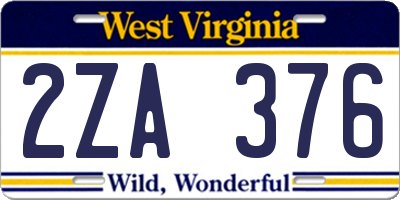 WV license plate 2ZA376