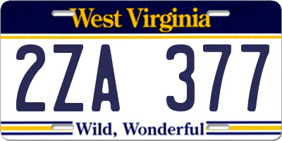 WV license plate 2ZA377