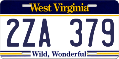 WV license plate 2ZA379
