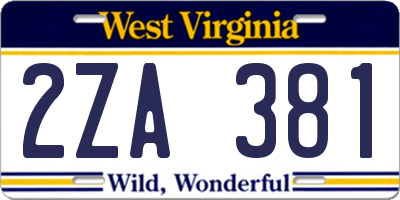 WV license plate 2ZA381