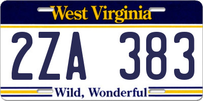 WV license plate 2ZA383