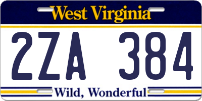 WV license plate 2ZA384