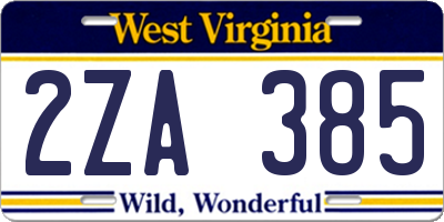 WV license plate 2ZA385