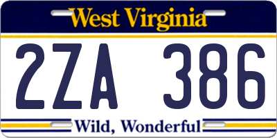 WV license plate 2ZA386