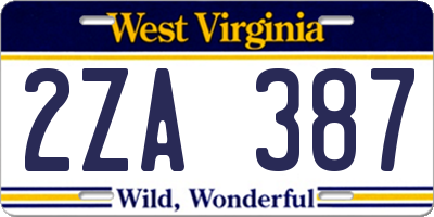 WV license plate 2ZA387