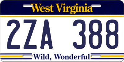 WV license plate 2ZA388