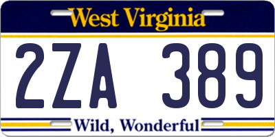 WV license plate 2ZA389