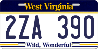 WV license plate 2ZA390