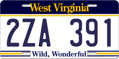 WV license plate 2ZA391