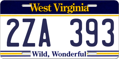 WV license plate 2ZA393