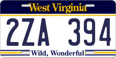 WV license plate 2ZA394