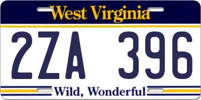 WV license plate 2ZA396