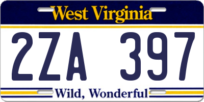 WV license plate 2ZA397