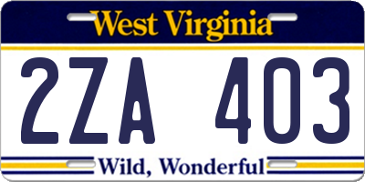 WV license plate 2ZA403