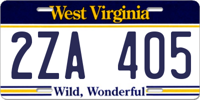 WV license plate 2ZA405