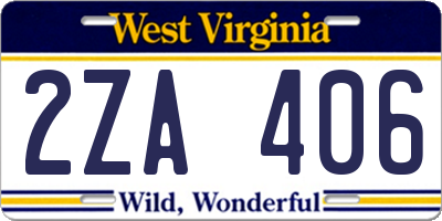 WV license plate 2ZA406