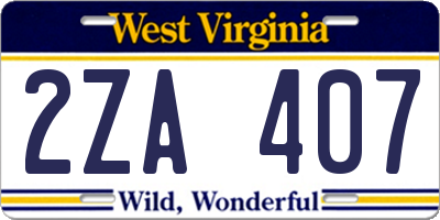 WV license plate 2ZA407
