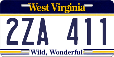 WV license plate 2ZA411