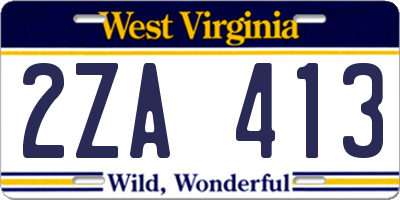 WV license plate 2ZA413