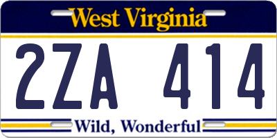 WV license plate 2ZA414