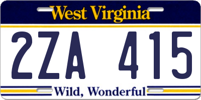 WV license plate 2ZA415