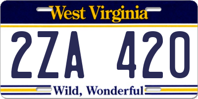WV license plate 2ZA420
