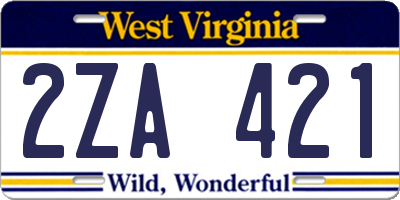 WV license plate 2ZA421