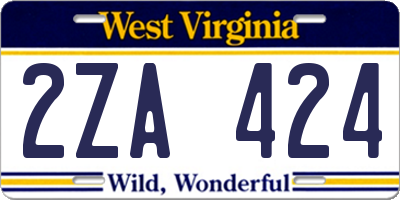 WV license plate 2ZA424